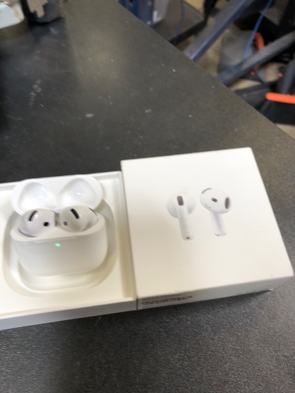 Photo 1 of Apple AirPods 4 Wireless Earbuds, Bluetooth Headphones, Personalized Spatial Audio, Sweat and Water Resistant, USB-C Charging Case, H2 Chip, Up to 30 Hours of Battery Life, Effortless Setup for iPhone