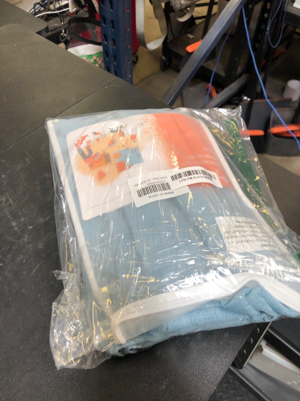 Photo 1 of Melodieux Blue Semi Sheer Curtains 45 Inch Length, Small Window Sheer Curtains, Bedroom Kitchen Linen Look Farmhouse Light Filtering Shiny Sheer Drapes Rod Pocket, 52" W x 45" L, 2 Panels
