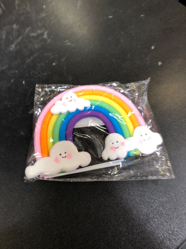 Photo 1 of Exquisite Soft Pottery Rainbow Cake Topper - Vibrant Decoration for Magical Rainbow-Themed Birthday Parties & Weddings!(Clouds)