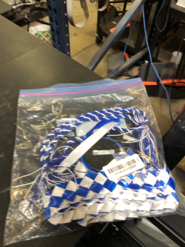 Photo 1 of JOTFA Graduation Leis 2025 and Graduation Cords, Graduation Money Leis with 8 Graduation Glitter Patches for Graduation Party Decorations (Graduation Lei & Graduation Cord, Blue & White)