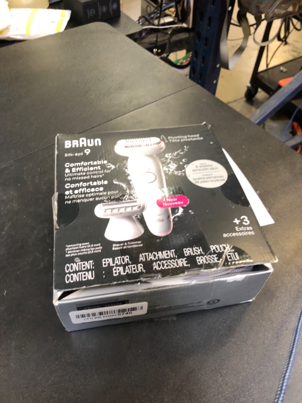 Photo 1 of Braun Epilator Silk-épil 9, Hair Removal Device, Women Shaver & Trimmer, Pivoting Head, Wet and Dry Epilator, Includes Shaver Head and Trimmer Comb, SES9-030