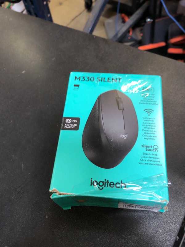 Photo 1 of Logitech M330 SILENT Wireless Mouse, 2.4GHz with USB Receiver, Optical Tracking, Quiet & Lightweight, Long Battery Life, for PC, Mac, Laptop, Chromebook - Black