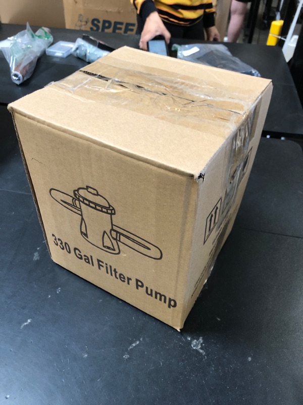 Photo 1 of Pool Filter Pump for Above Ground Pools 330 GPH, Pump Flow Rate Pool Filter for Inflatable Swimming Pool Pump Crystal Clear Filter Pump with 2 Filter Cartridges