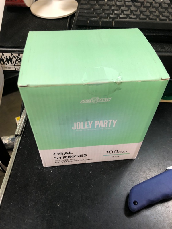 Photo 1 of JOLLY PARTY 100 Pack 3ml Syringes with Caps, 3cc Syringe without Needle, Small Oral Syringe with Tip Cap Individually Wrapped for Scientific Labs, Liquid Measuring, Pet Feeding, Oil & Glue Dispenser