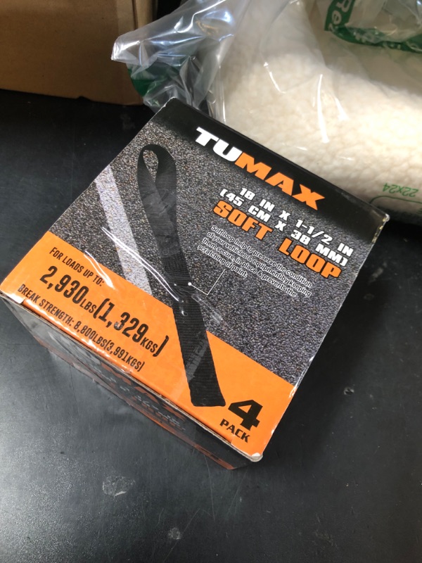 Photo 1 of Soft Loop Tie Down Straps - 1.5 x 18 inches, 8800lbs Breaking Strength, Soft Loops for Securing ATV, UTV, Motorcycles, Scooters, Dirt Bikes, Lawn & Garden Equipment, 4 Pack (Black)