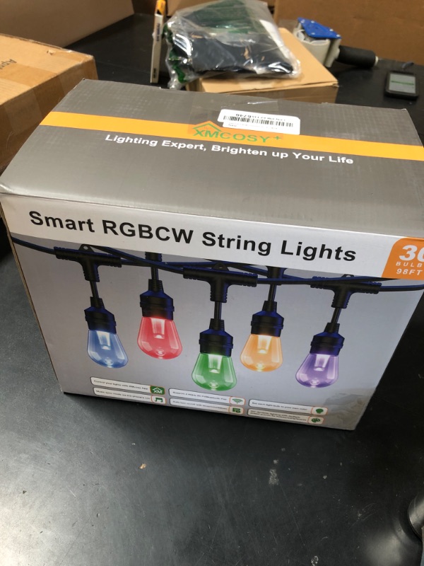 Photo 1 of XMCOSY+ Smart Outdoor String Lights, 98Ft Patio Lights Waterproof, App Control, Compatible with Alexa, RGBCWIC Color Changing LED String Light for Outside