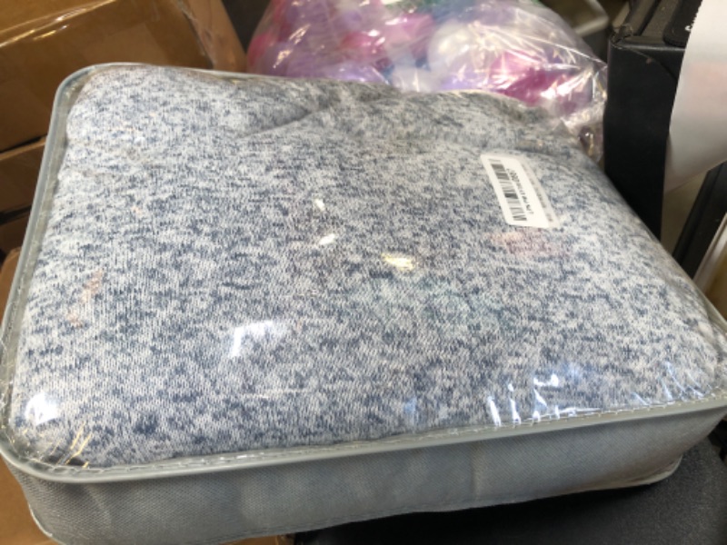 Photo 1 of KAWAHOME Summer Sweatshirt Blanket Queen Size for Bed-Lightweight Breathable Blankets,Soft Thin Knit Jersey Blanket for Hot Sleepers,90 X 90 Inches, Heather Blue