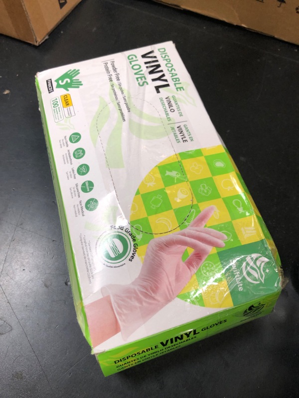 Photo 1 of SWIFTLITE Disposable Vinyl Gloves, Food Safe, Latex-Free Powder-Free Clear Plastic Gloves for Cooking, House Clean, Food Prep (100, Small)