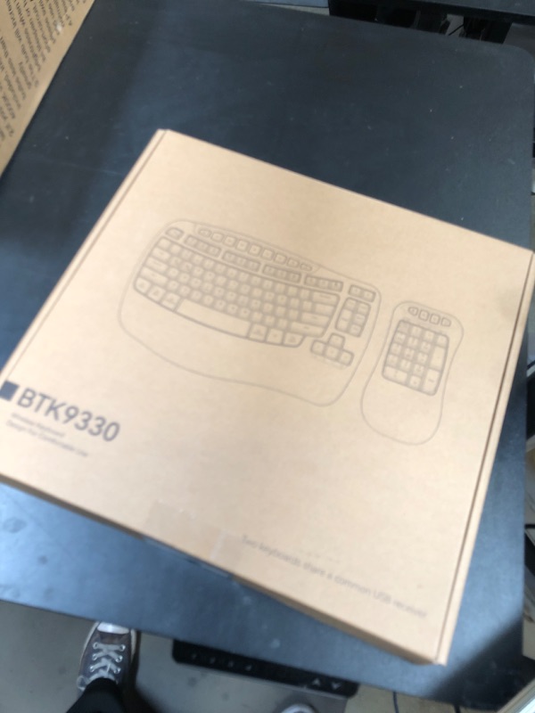 Photo 1 of MEETION Ergonomic Wireless Keyboard with Separate Numeric Keypad, Wave Flexible 2-in-1 Setup for Multi-Device, 2.4G/Bluetooth Split Design with Wrist Rest for Accountants/Data Entry/Left-Handed User