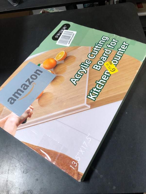 Photo 1 of SWSKR Acrylic Cutting Board with Counter Lip,17.5"x13.5" Clear Cutting Board for Kitchen Countertop,Non-Slip,60% Thicker,Perfect for Bread,Meat,Veggies & More,Great Kitchen Essential Gadgets & Decor