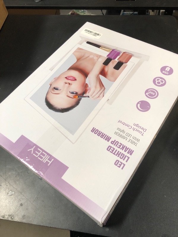 Photo 1 of HIEEY Lighted Makeup Mirror, Hollywood Vanity Mirror with Lights, Three Color Lighting Modes, and 5X Magnification Mirror, Smart Touch Control, 360°Rotation (17.3in,White,Gift Box)