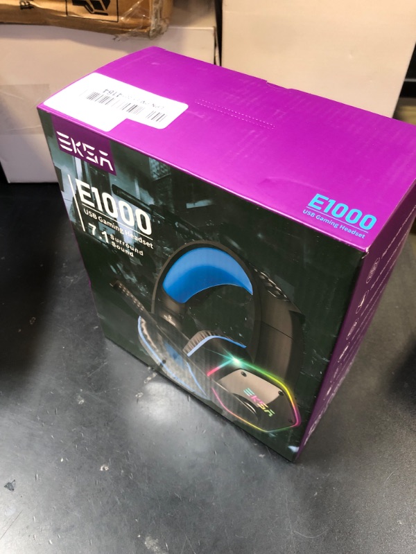 Photo 1 of EKSA E1000 Gaming Headset, Computer Headphones with Noise Canceling Mic & RGB Light, 7.1 Surround Sound, Compatible with PC, PS4 PS5 Console, Laptop (Blue)