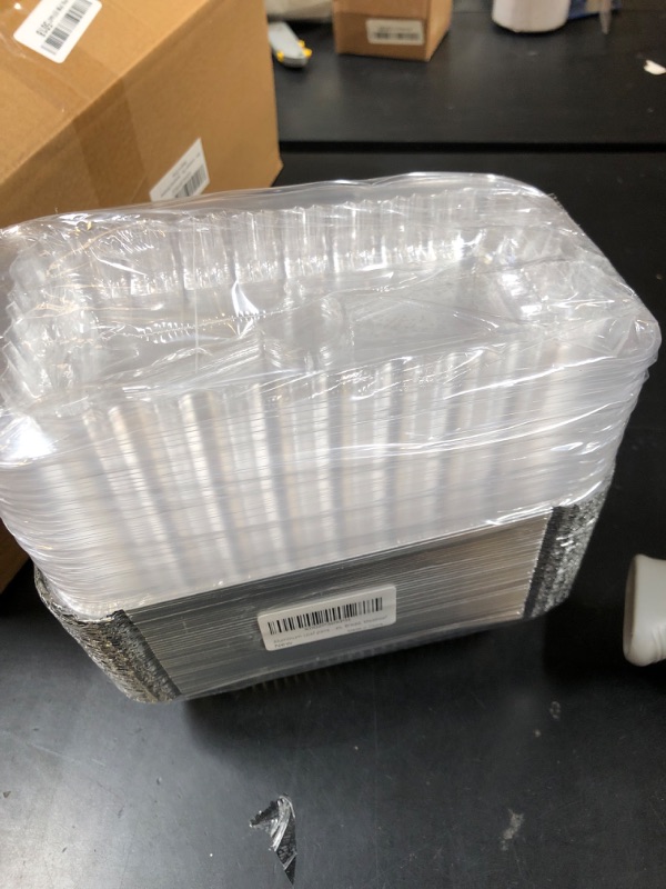 Photo 1 of Disposable Loaf Pan with Lid for Baking - 1.5 Lb Disposable Bread Pans - Meatloaf Pans – 50 Aluminum Foil Pans and 50 Clear Lids - Perfect for Baking Cakes, Bread, Meatloaf…