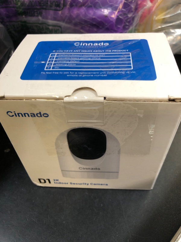Photo 1 of Cinnado Security Camera Indoor-2K 360° WiFi Cameras for Home Security?Pet/Dog/Baby Camera with Phone app, 2-Way Audio, Night Vision, 24/7 SD Card Storage, Works with Alexa & Google Home (2.4Ghz)-D1