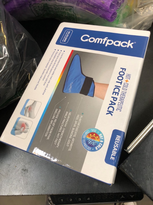 Photo 1 of Comfpack Large Ice Pack Wrap for Full Foot Ankle Pain Relief, Long Lasting Cold Ice Boot for Swelling After Surgery, Sore Feet, Neuropathy Burning, Broken Foot, Plantar Fasciitis, Gout, Bunion