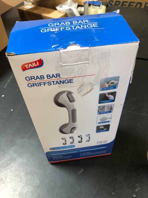Photo 1 of TAILI Shower Handles for Elderly Suction, 2 Pack 12 Inch Shower Grab Bars for Seniors, Grab Bars for Bathtubs and Showers, No Drilling Removable Safety Shower Grip, Silver