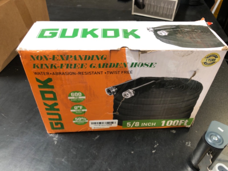 Photo 1 of GUKOK Non-Expanding Garden Hose, Ultra Lightweight, Abrasion Resistant, Durable, Kink-Free Garden Hose, RV, Marine and Camper Hose, 100-Feet