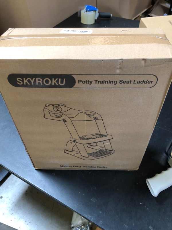 Photo 1 of SKYROKU Potty Training Toilet, New Sector-Shape Stabilized Base two in one Toddler Toilet Seat with Splash Guard, Anti Slip Pad, and Step Stool Enamel Grey