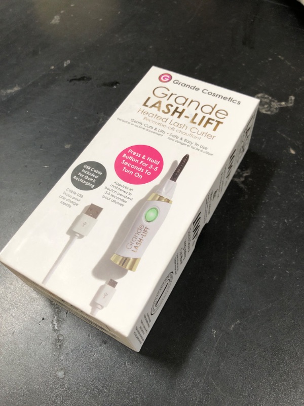 Photo 1 of Grande Cosmetics LASH-LIFT Heated Lash Curler, Rechargeable and Travel Friendly, 2 Heat Settings, White