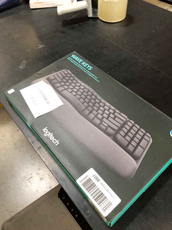 Photo 1 of Logitech Wave Keys Wireless Ergonomic Keyboard with Cushioned Palm Rest, Comfortable Natural Typing, Easy-Switch, Bluetooth, Logi Bolt Receiver, for Multi-OS, Windows/Mac - Graphite