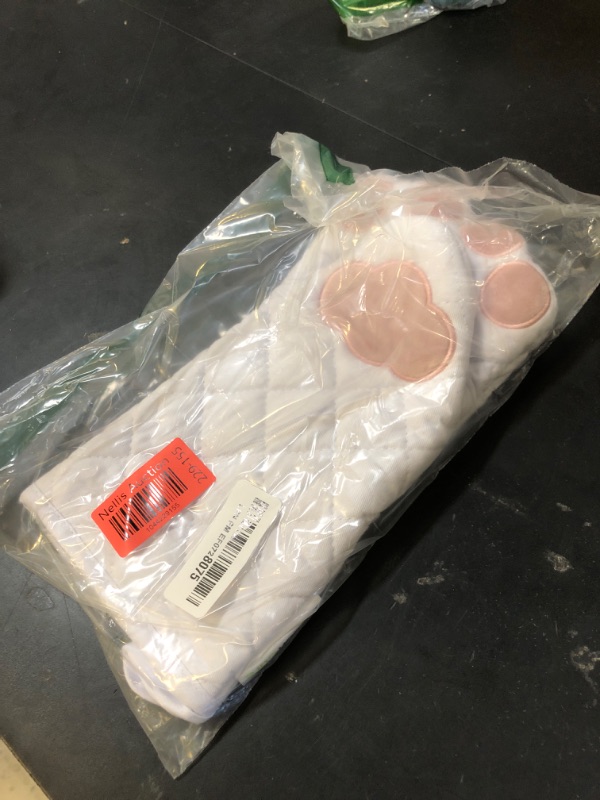Photo 1 of EonCare Cat Paw Oven Mitts, Thick, and Heat Resistant (White, Set of 2)