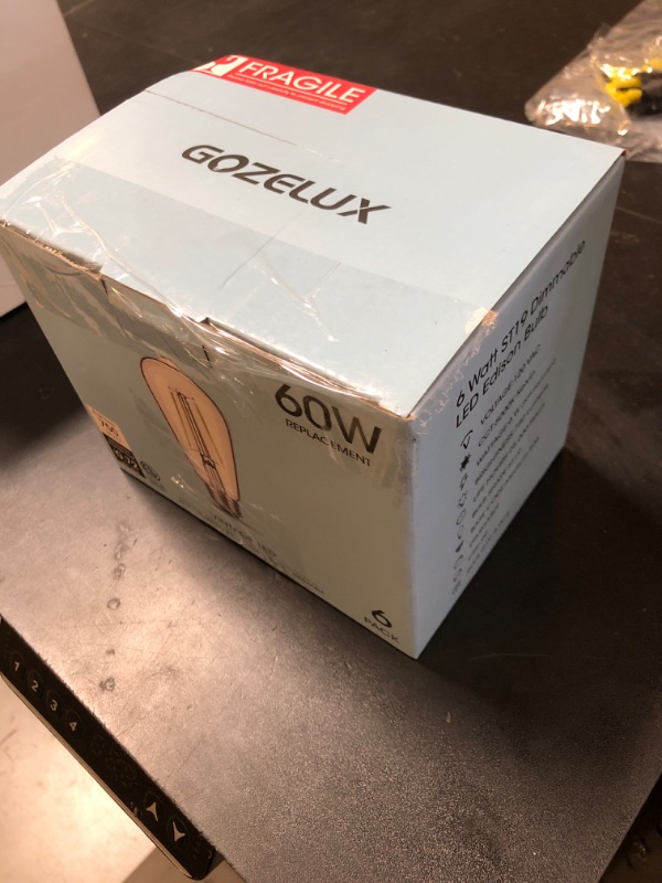 Photo 1 of Gozelux Vintage LED Edison Bulbs, 6W, Equivalent 60W, High Brightness Daylight 5000K, ST58 Antique LED Filament Bulbs with 90+ CRI, E26 Medium Base, Dimmable, Clear Glass, Pack of 6