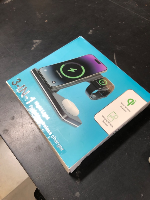 Photo 1 of Wireless Charger 3 in 1 Charging Station lPhone Fast Foldable Charging Stand for Apple Multiple Devices with an 18 W Quick Charger for lPhone 16/15/14/13 Pro Max Apple Watch AriPods Pro 2