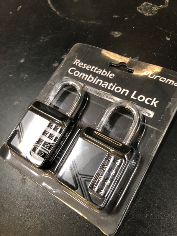 Photo 1 of Puroma Combination Padlock, 4 Digit Waterproof Locks Outdoor Code Lock for Locker, School Gym Locker, Sports Locker, Gate, Case, Hasp Storage (2 Pack, Black)