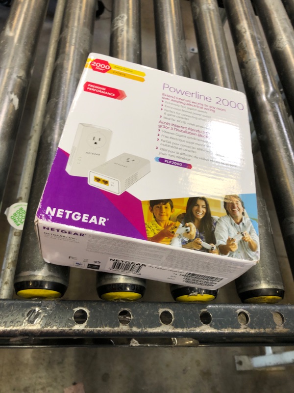 Photo 1 of NETGEAR Powerline adapter Kit, 2000 Mbps Wall-plug, 2 Gigabit Ethernet Ports with Passthrough + Extra Outlet (PLP2000-100PAS), White