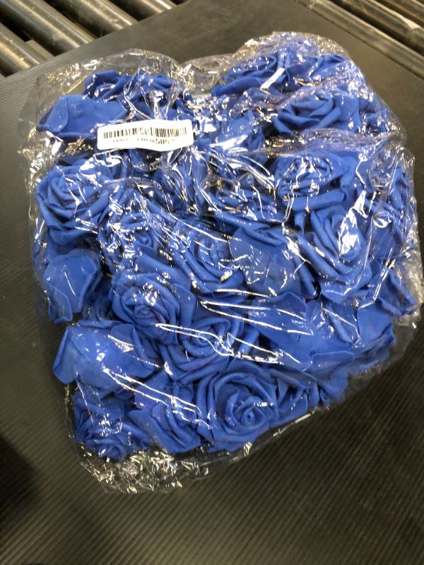 Photo 1 of IPOPU Artificial Flowers Roses Heads, 100 Pcs Faux Flowers Real Looking Blue Foam Fake Roses for DIY Crafts Wedding Bouquets Arrangements Party Home Decorations (Royal Blue)