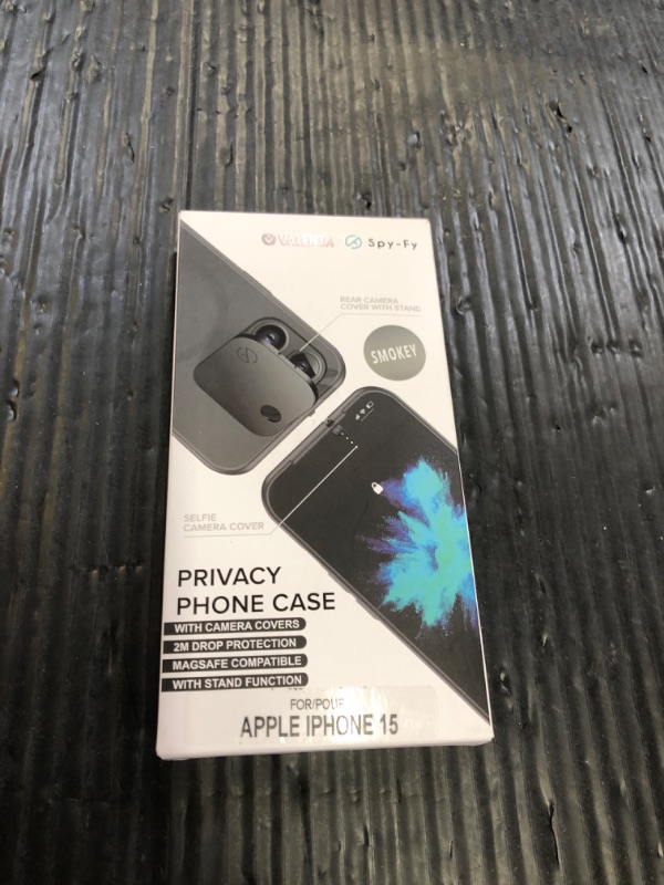 Photo 1 of Spy-Fy Privacy Case Compatible for iPhone 15 with Camera Covers Front and Rear | Smokey Black | Magsafe Compatible and Kickstand | 6-Foot Drop Proof | 6,1 Inch | Camera Protection by Valenta