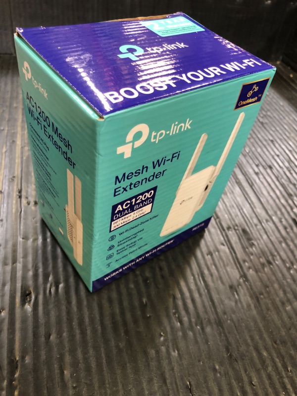 Photo 1 of TP-Link AC1200 WiFi Extender, 2025 Wirecutter Best WiFi Extender, 1.2Gbps home signal booster, Dual Band 5GHz/2.4GHz, Up to 1600 Sq.ft and 32 Devices, EasyMesh Compatible, One Ethernet Port (RE315)