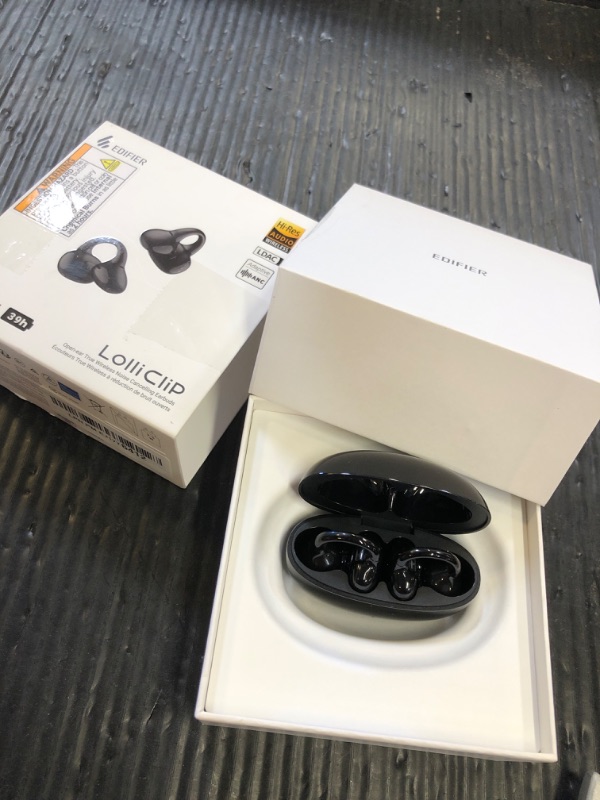 Photo 1 of Edifier LolliClip Open-Ear True Wireless Earbuds, Bluetooth 5.4, Hi-Res LDAC, Adaptive ANC, Health Monitoring, Spatial Audio, Interchangeable Design, Multipoint, App Control, IP56, Black
