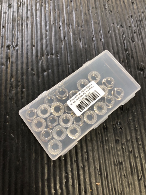 Photo 1 of 3/8-16 Serrated Flange Hex Lock Nuts Locknuts, Stainless Steel (304) 18-8, Bright Finish, Pack of 25