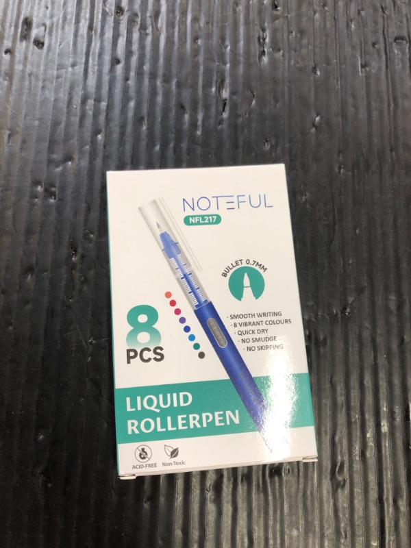 Photo 1 of NOTEFUL Liquid Ink Rollerball Pens, Multi colored 0.7mm Medium Point Tip, Rolling pen for Drawing, Coloring, Journaling, Smooth Writing, School & Office Supplies (8 Pcs)
