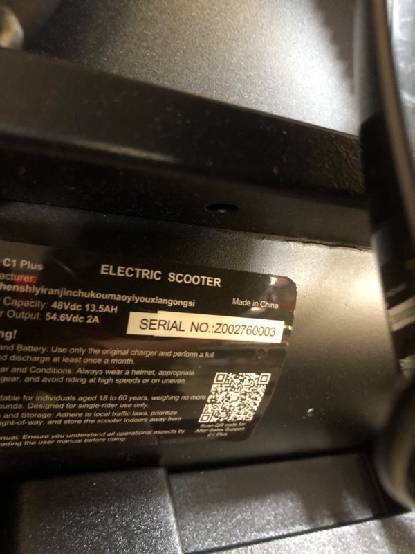 Photo 1 of No charger---Gyroor Electric Scooter for Adults with Removable Pet Basket – 48V 13.5Ah Battery, 650W Motor, Dual Shock Absorbers, 300lb Capacity, UL2272 Certified C1Plus-7S7