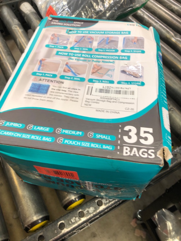 Photo 1 of 35 Pack Space Saver Bags (5 Jumbo/6 Large/6 Medium/6 Small/6 Roll-M/6 Roll-S) Compression Storage Bags for Comforters and Blankets, Vacuum Sealer Bags for Clothes Storage, Hand Pump Included