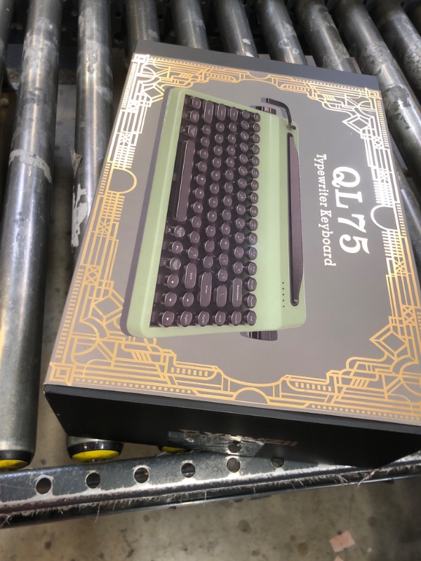 Photo 1 of YUNZII QL75 Wireless Typewriter Hot Swap Retro Mechanical Keyboard,Punk Round Keycaps,RGB Backlit QMK/VIA Programmable, Multi-Device Keyboard with 2.4GHz/Type-C/BT5.0 (Green, Cocoa Cream V2 Switch)