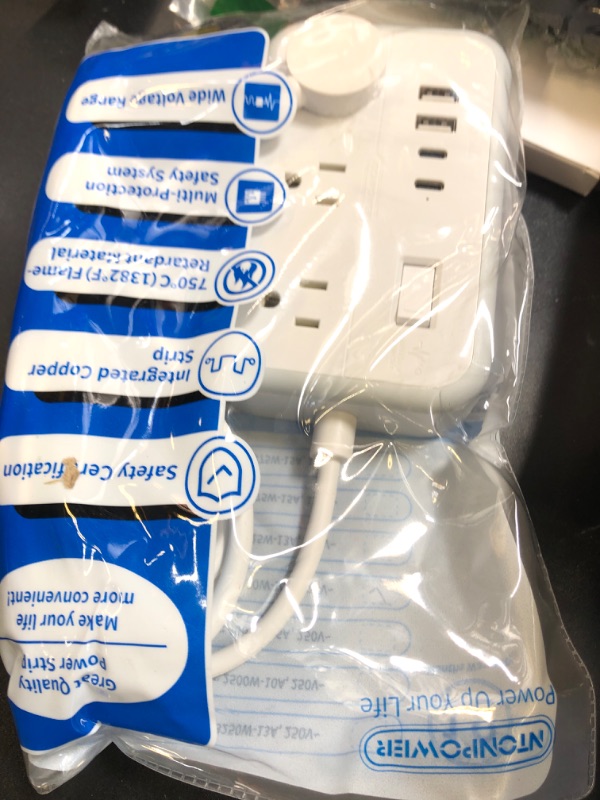 Photo 1 of Extension Cord 15 ft, Surge Protector Power Strip with 6 Outlets 4 USB Charger(2 USB C Port), Flat Plug Outlet Extender, 1080 Joules Protection for Indoor, Home, Office Supplies, Dorm Room Essentials