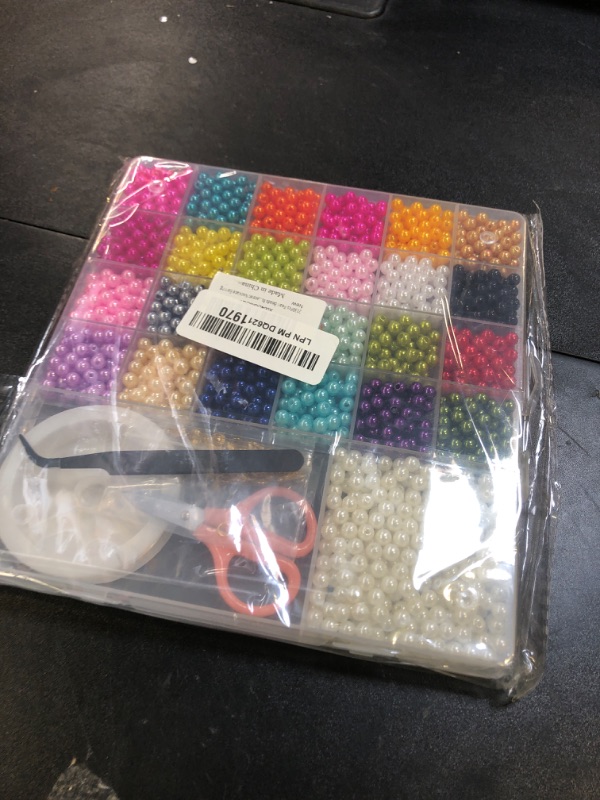 Photo 1 of 2120Pcs Bracelet Making Kit, Pearl Beads for Jewelry Making, 25 Colors 6mm Round Pearl Beads for Bracelets, Children's Gifts Jewelry Making Kit Small Pearls Filler Bead for DIY Craft Necklace Earrings