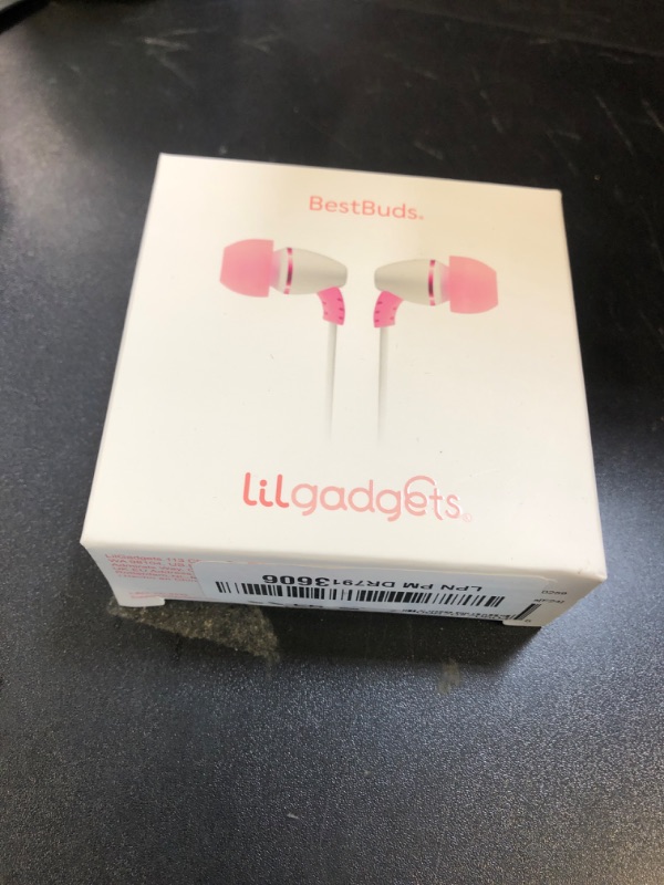 Photo 1 of LilGadgets Wired Ear Buds for Kids - Safe & Comfortable, Volume Limited, Wired Earbuds for Kids with an in-Line Microphone, Travel Case, and Splitter - Pink
