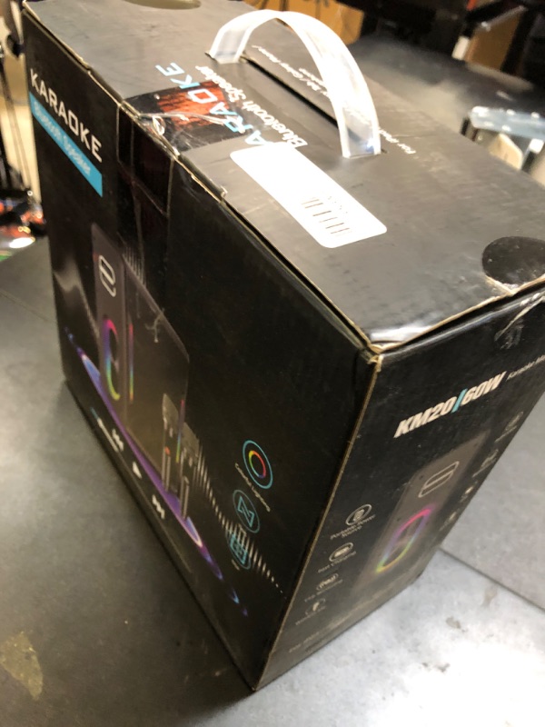 Photo 1 of Karaoke Machine with Two Wireless Microphones, Powerful Portable Bluetooth Speaker for Adults & Kids, PA System with 2 Voice Mode, LED Lights, Supports BT/TWS/AUX/USB/TF for Party (Black)