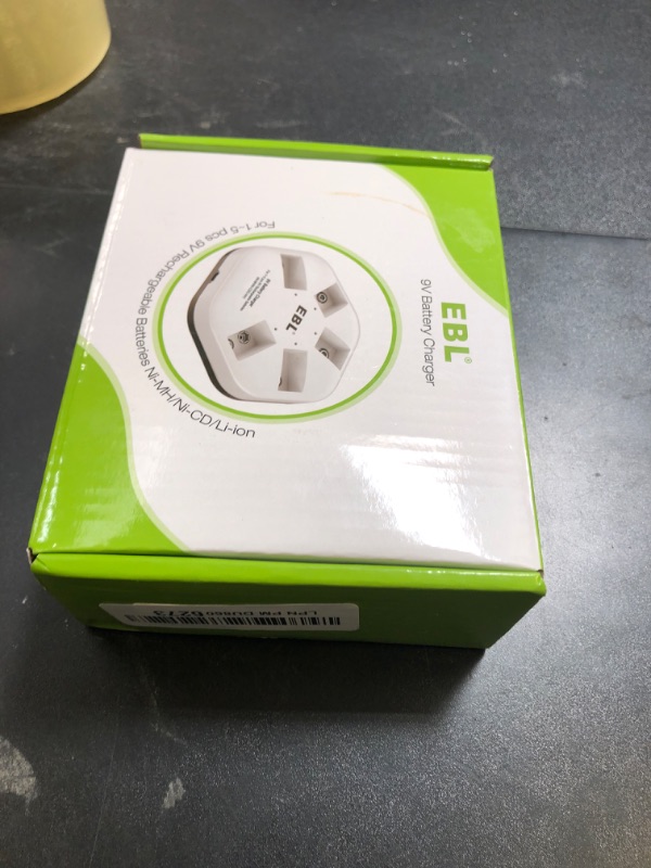 Photo 1 of EBL 9V Rechargeable Batteries Lithium ion 600mAh Batteries (5 Packs) with 5 Bay 9V Battery Charger 2A Input for Smoke Alarm Detectors