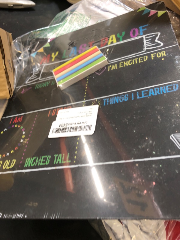 Photo 1 of First & Last Day of School Chalkboard Sign (11x14 inches, Double-Sided), My Large Back to School Board, for Kids - Preschool, Kindergarten, 1st Grade Supplies