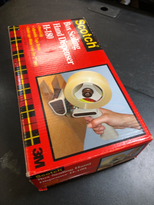 Photo 1 of 3M Scotch - 21200190087 H180 Industrial Packing Tape Dispenser for 2" Tape – Lightweight and Portable for Commercial Packaging, Shipping, Moving, Carton and Box Sealing, Gray (19008)