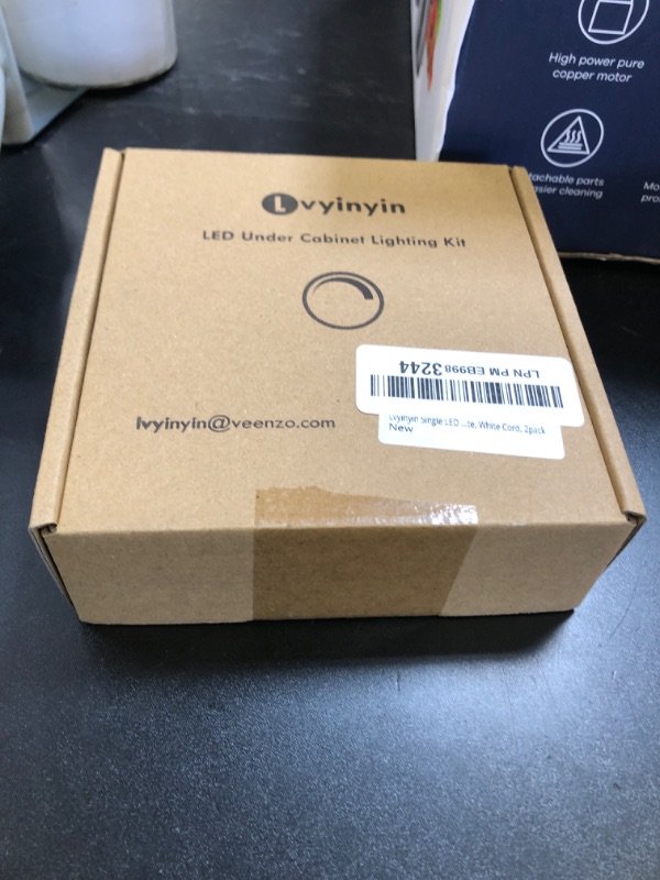 Photo 1 of Lvyinyin Single LED Kitchen Under Cabinet Puck Light, 120V Direct Wall Plug in Closet Cupboard Night Light, Easy to Mount, Inline On Off Switch, White Wires, 2 Packs, Warm White