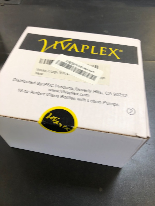 Photo 1 of Vivaplex, 2, Large, 16 oz, Empty, Amber Glass Bottles with Black Lotion Pumps