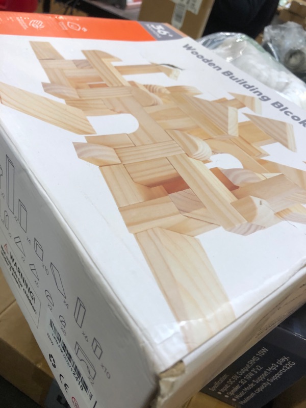 Photo 1 of Large Wooden Building Blocks Set - Educational Preschool Learning Toys with Wooden Storage Box, Toddler Blocks Building and Stacking Toys for 3+ Year Old Boy and Girl Gifts