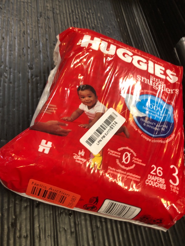 Photo 1 of Huggies Size 3 Diapers, Little Snugglers Baby Diapers, Size 3 (16-28 lbs), 26 Count