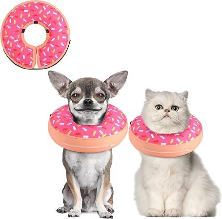 Photo 1 of Supet Inflatable Dog Cone Collar for Medium Small Dogs, Soft Pet Cone E Collar Dog Neck Donut Puppy Doggie Cone Alternative After Surgery
